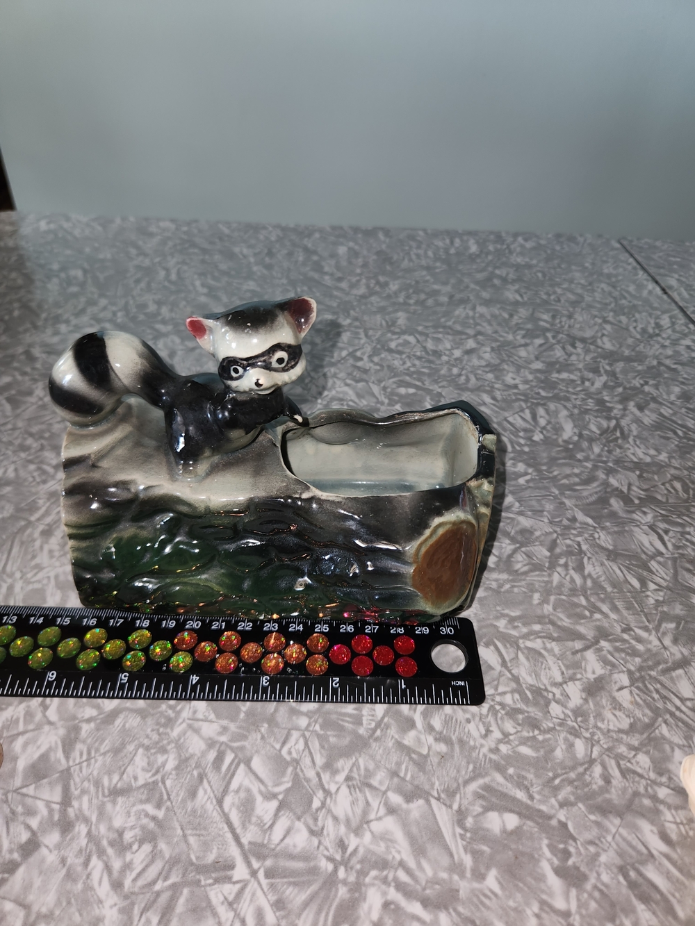 Black and White Raccoon Ceramic Planter - Decorative Home Accent - Picture 8 of 12